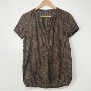 Marc O'Polo Floral Split Neck Button Down Peasant Blouse Size M